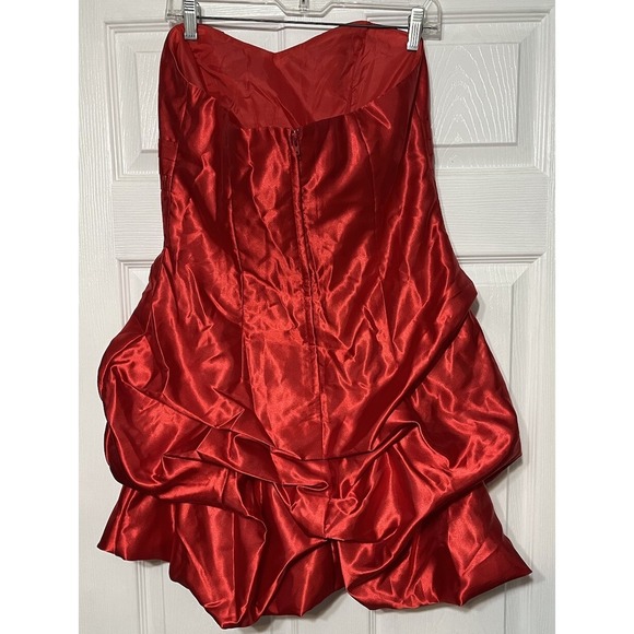 Jessica McClintock Gunne Sax Dress Womens Size 11 Red Prom Party Strapless - Picture 3 of 5